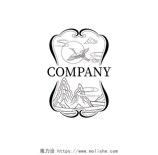 黑色简约线条公司标志logo商标